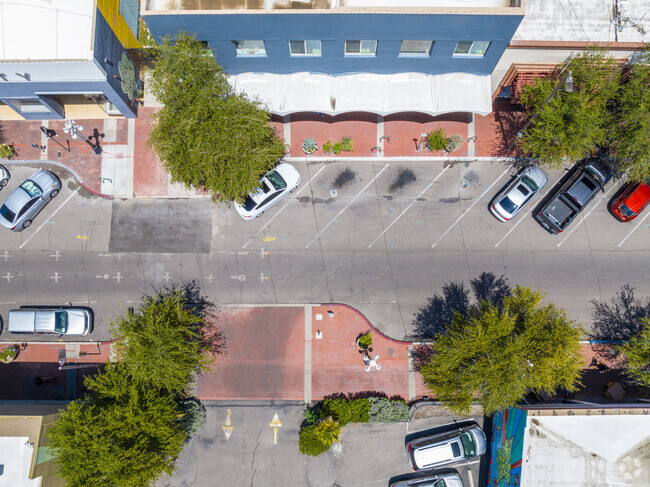 Aerial bird's eye view of school