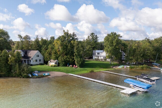 Homes in Greilickville offer a more rural small town vibe compared to those on Traverse Bay.