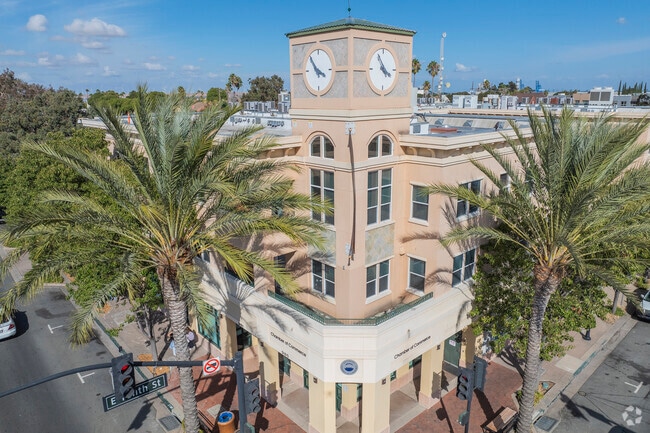 Downtown Pittsburg's Chamber of Commerce has an iconic silhouette against the downtown skyline.