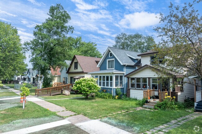 Many Denfeld homes have covered front porches.
