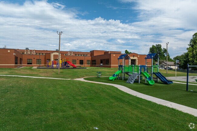 Students from around the area play at the two playgrounds at Hawthorne Elementary.