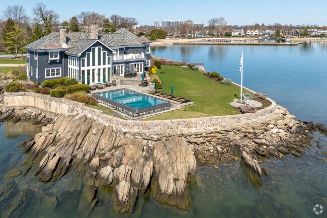 Old Greenwich has a stunning estates with views of the Long Island Sound.