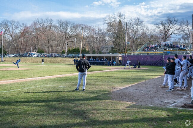 Residents of Hillside Street cheer for the Colonels at Curry College.