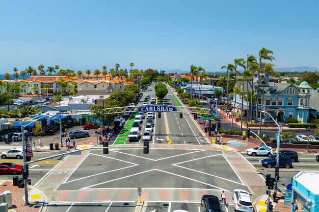 Carlsbad Village offers a laid-back Southern California vibe with vibrant colors.