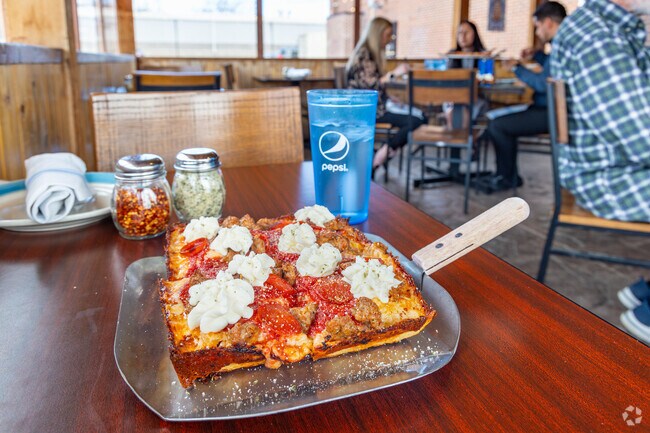 Don’t miss the delicious Detroit-style pizza at Blue Pan Pizza in Southridge-Golden.