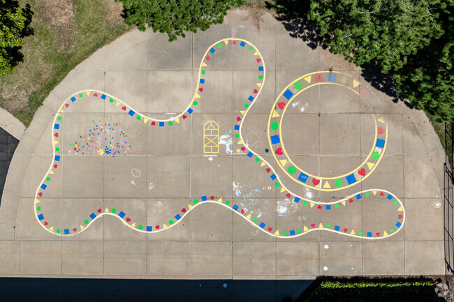 Colorful games are painted on the ground at Mountain View Elementary.