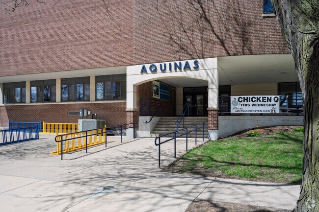 Aquinas High School shares a building with the middle school.