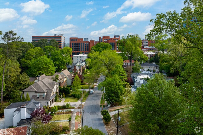 The Ardmore neighborhood is nestled into tall mature trees that provide natural shade.