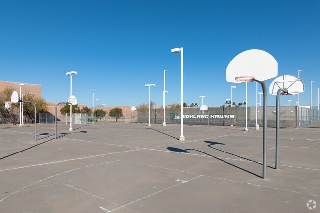 Highland High School in Gilbert includes multiple basketball and tennis courts.