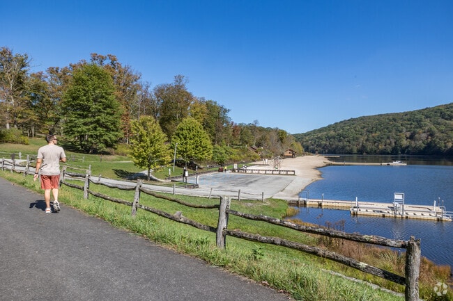 Discover serene walking paths with a lake backdrop in Jefferson.