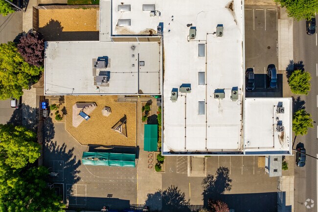 Looking down on the  Le Monde French Immersion School campus.