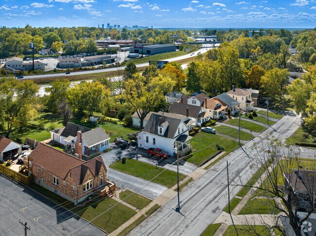 Looking East from the homes of St. John towards the skyline of downtown St. Louis.