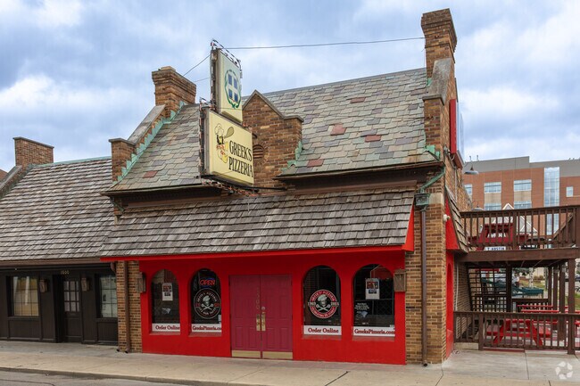 Swing by Greek's Pizza in Riverside-Normal City after class for some dinner.