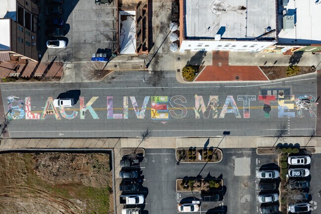 Spartanburg's Black Lives Matter mural can best be seen from a birds eye view near downtown.