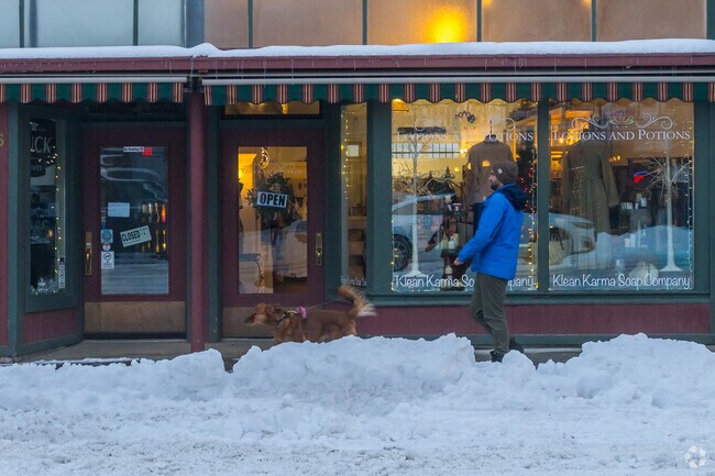 Go for a walk with your dog through downtown Red Lodge.