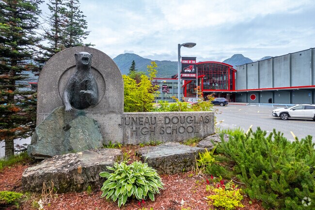 Students walk to Juneau-Douglas High School, as it's conveniently located in Downtown Juneau.