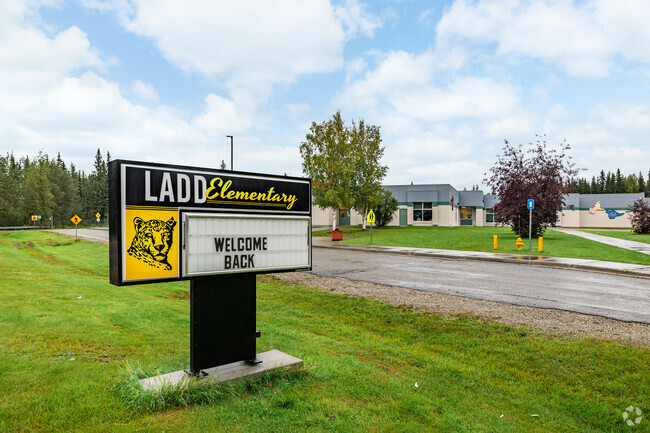 Ladd Elementary School in Fairbanks has a dedicated student drop-off zone.