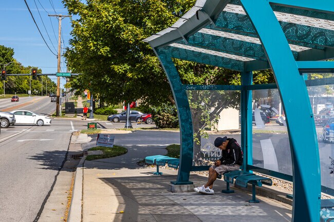 Ride KC Bus stops run through Maple Crest and there is a few at 75th & Metcalf.