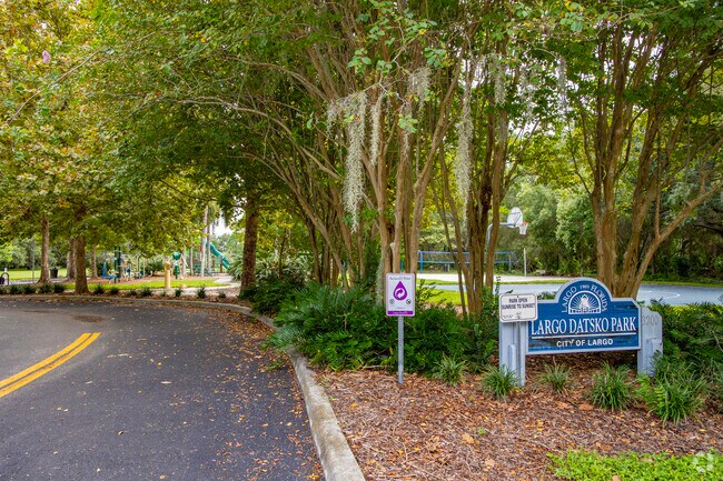 Largo Datsko Park has signage that welcomes visitors.