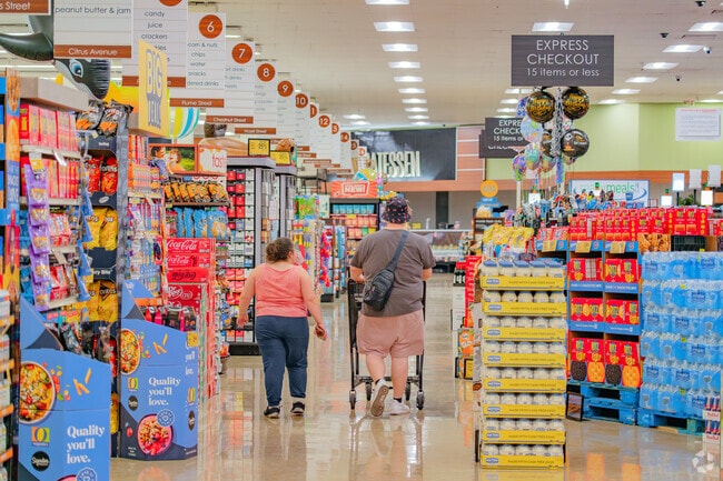 Use the express checkout for 15 items or fewer at the Safeway near East Streets.
