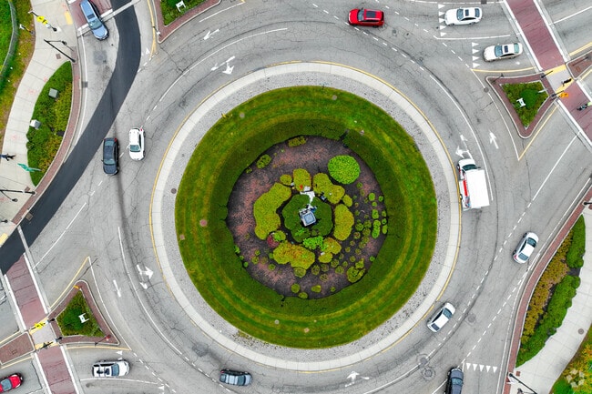 The roundabout in front of Union Station on Shrewsbury Street is a sight to be admired above.