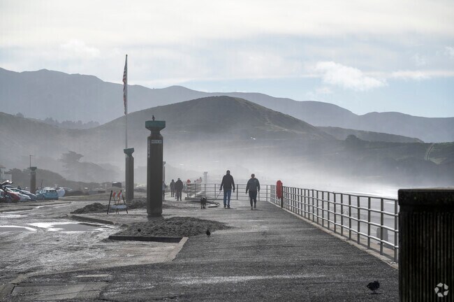 There's a beautiful marine layer in Sharp Park.