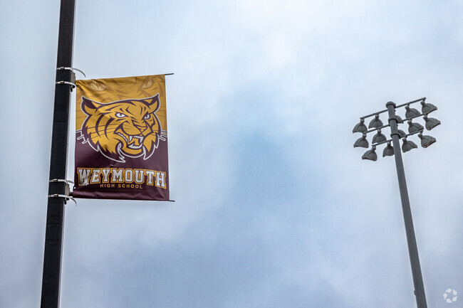 Weymouth High School in Weymouth shows its school pride on its banners.