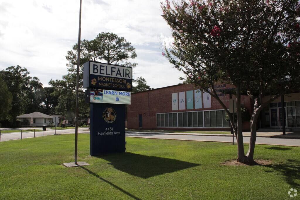 Main entrance to Belfair Montessori Magnet School in Mid City North, Baton Rouge LA