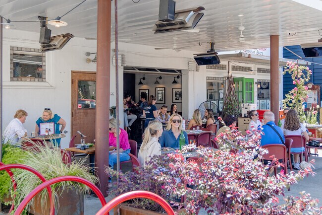 Enjoy outdoor patio dining with friends and family at Leon's Oyster Shop in North Central.