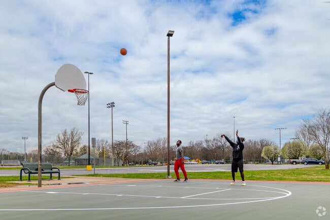 Smyrna friends can scrimmage at the basketball court in Lee Victory Park.