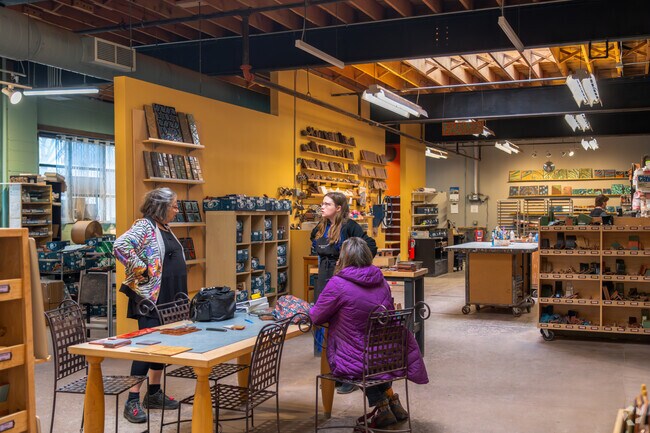 PotekGlass provides classes for residents to learn how to fuse & work on stained glass artwork.