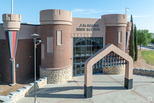 Growing students in Pico Norte may continue their education at J.M. Hanks High School.