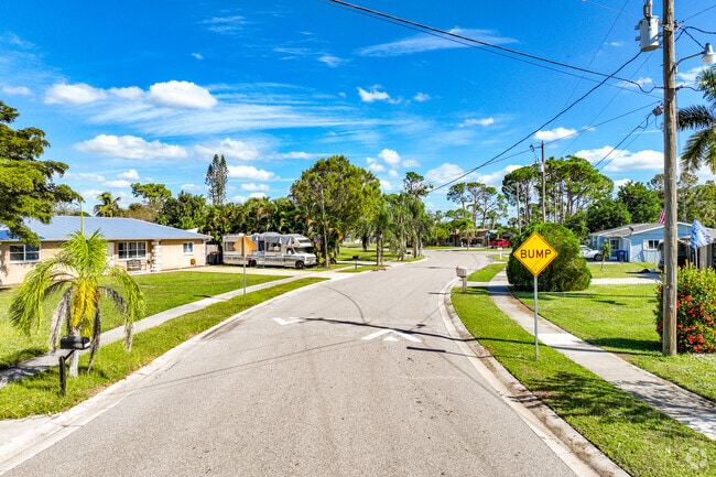 The residential streets inLochmoor  Waterway Estates offer speed bumps and sidewalks for slow travel.