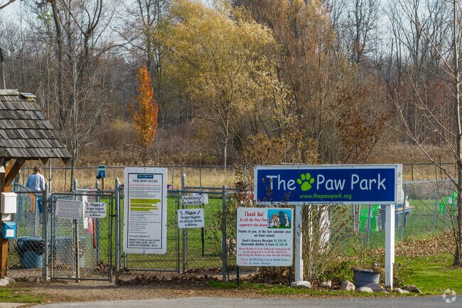 The Paw Park is a friendly dog park to play fetch with pets in East Amherst.