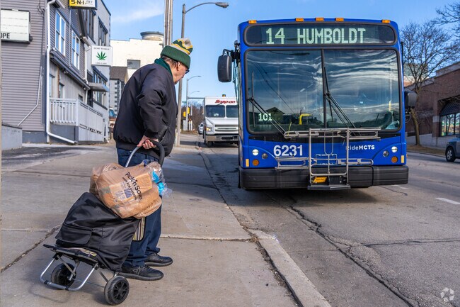 The Milwaukee public bus system runs throughout the Riverwest neighborhood in Milwaukee, WI.