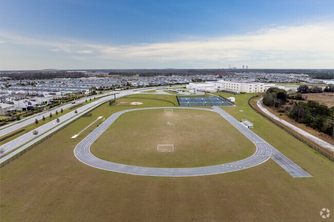 The southwest side of Innovation Middle School boasts a large running track.