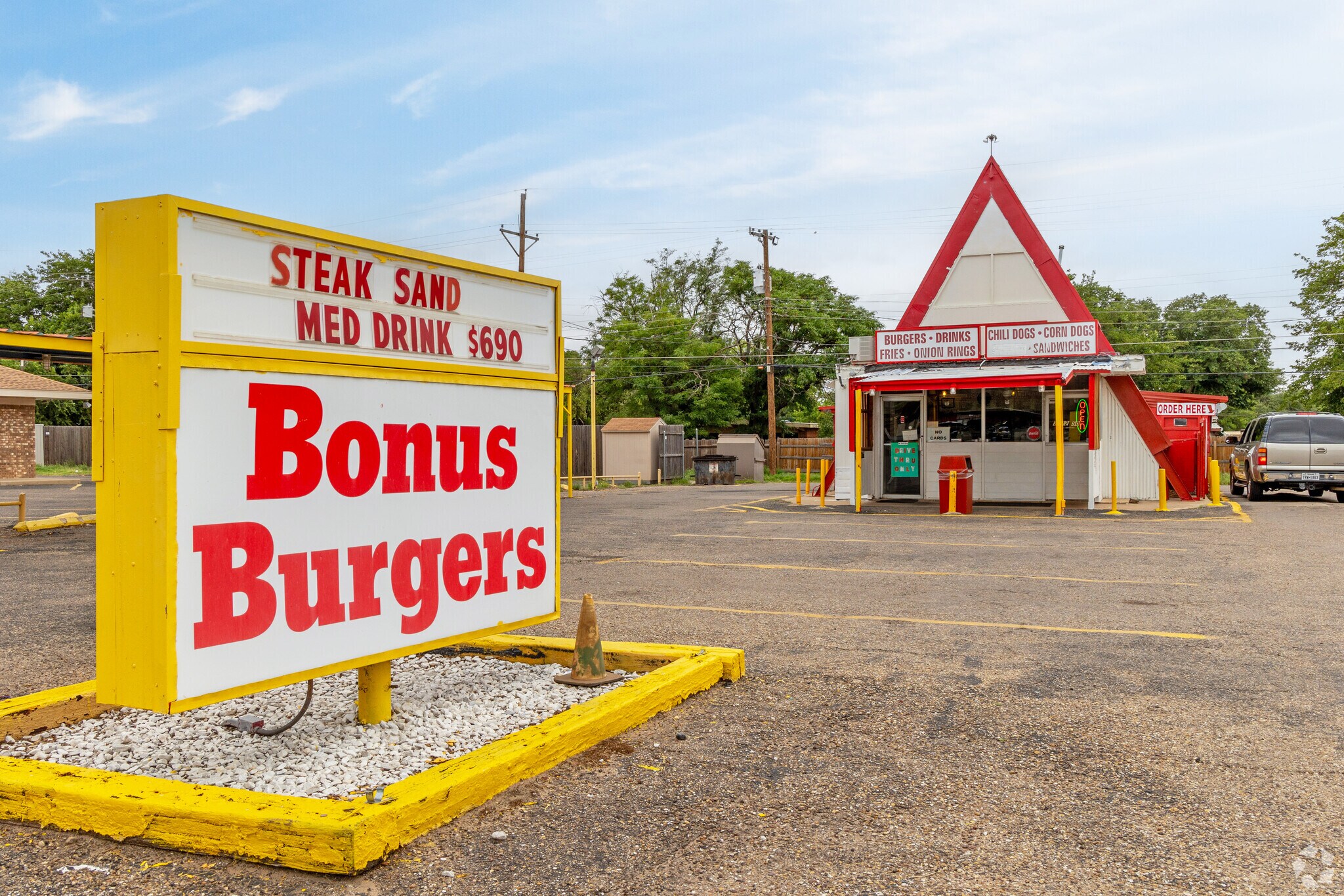 Drive thru Bonus Burger and grab a great lunch for cheap.