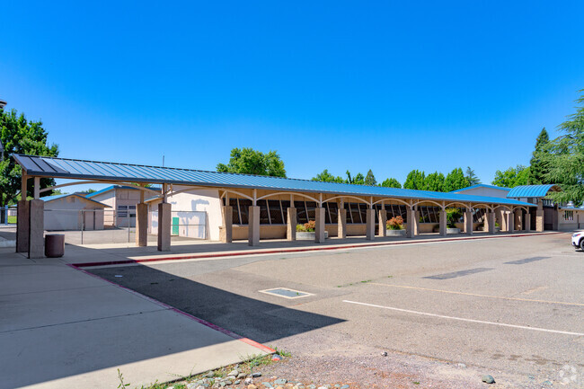 Pacheco Elementary School offers shaded walking paths through the school.