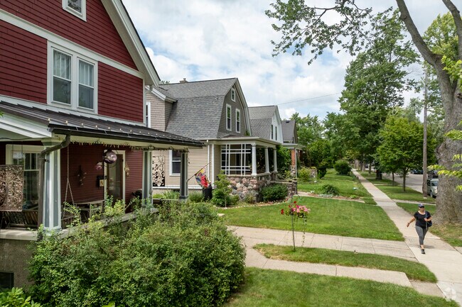 Tree-lined streets showcase Eberwhite’s blend of historic and early 20th-century homes near downtown Ann Arbor.