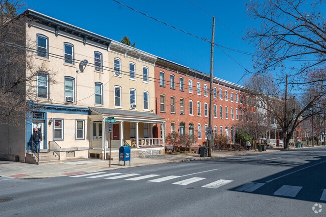 Three story row homes are abundant in the Chestnut Hill neighborhood.