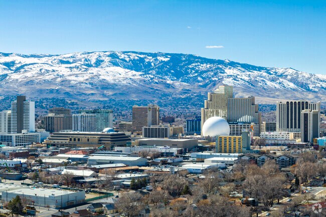 With an average snowfall of 22 inches per year, Downtown Reno locals love the coated mountains.