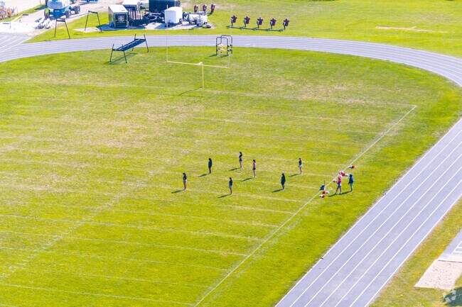 Students prepare for a soccer match at the Wadewitz Elementary School in Racine.