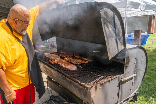 A Stratton resident cooks up some ribs for a family party.