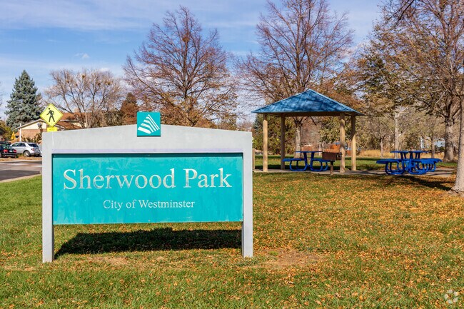 Sherwood Park features a playground, gazebo, and large grass field.