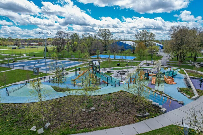 Harambee Park has a large playground surrounded by sports facilitates.