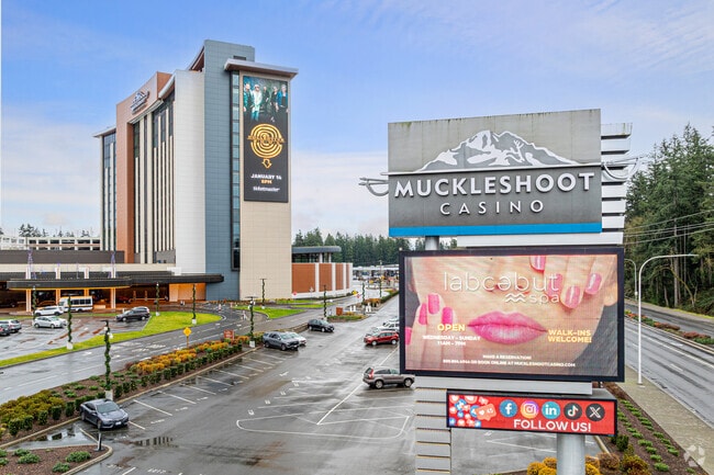 Auburn hosts Muckleshoot Casino, Washington's largest with games and concerts.