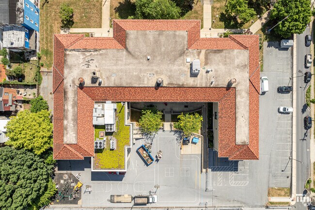 Ross Elementary School features a partial green roof to help keep HVAC costs down.