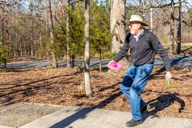 Enjoy a game of frisbee golf at Elon Parks 18 hole course.