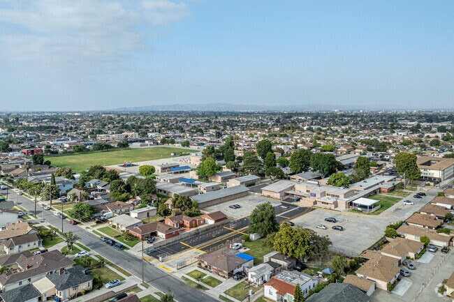 An aerial view of the entire campus at Washington Elementary School in Bellflower.
