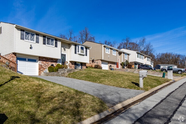 Split-level ranch-style homes with built-in garages dot West Mifflin.